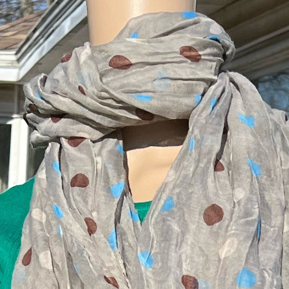 - Polka-Dot Gray Oversized Lightweight Scarf! NEW!